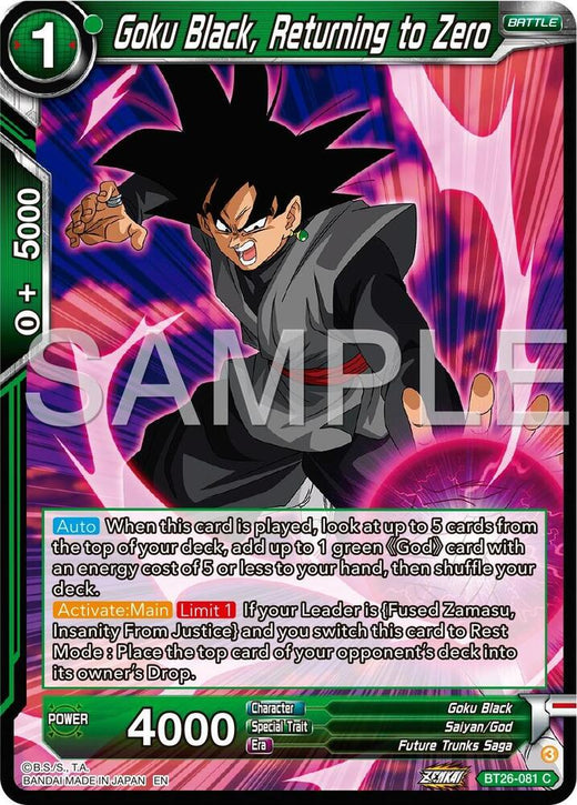 Goku Black, Returning to Zero BT26-081 Common