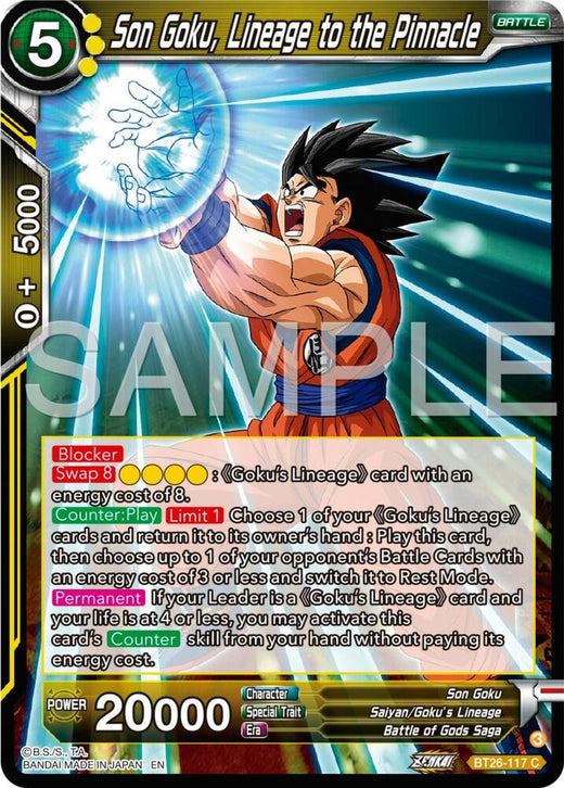 Son Goku, Lineage to the Pinnacle BT26-117 Common