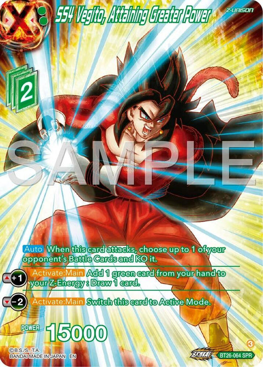 SS4 Vegito, Attaining Greater Power (SPR) BT26-064 Special Rare Foil