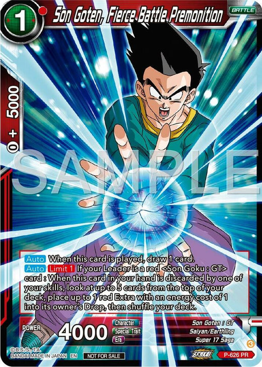 Son Goten, Fierce Battle Premonition (Zenkai Series Tournament Pack Vol.9) P-626 Promo