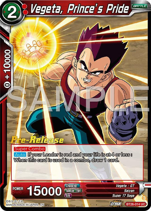 Vegeta, Prince's Pride BT26-014 Uncommon