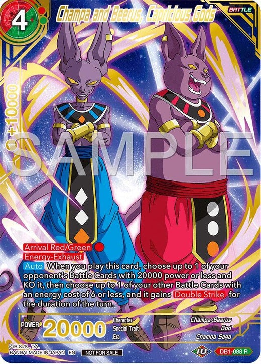 Champa and Beerus, Capricious Gods (Championship 2024 Finals Pack) (Gold Stamped) DB1-088 Promo Foil