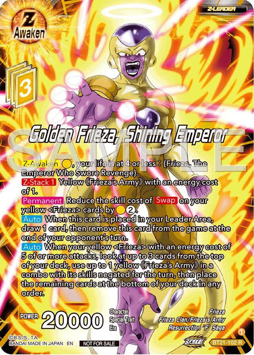 Golden Frieza, Shining Emperor (Championship 2024 Finals Zenkai Pack) BT21-102 Promo Foil