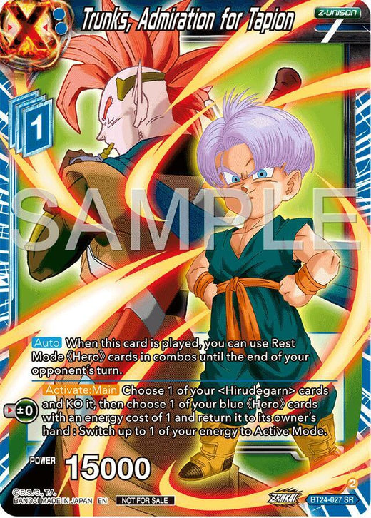 Trunks, Admiration for Tapion (Championship 2024 Finals Zenkai Pack) BT24-027 Promo Foil