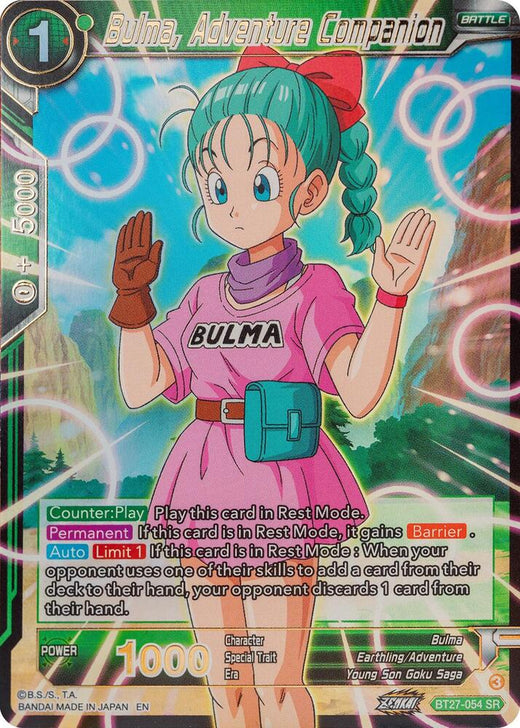 Bulma, Adventure Companion BT27-054 Super Rare Foil