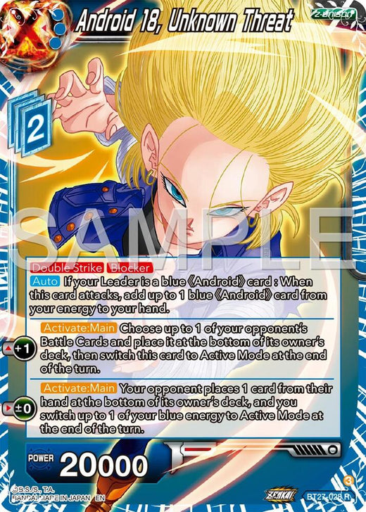 Android 18, Unknown Threat BT27-028 Rare