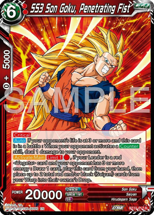 SS3 Son Goku, Penetrating Fist BT27-017 Common