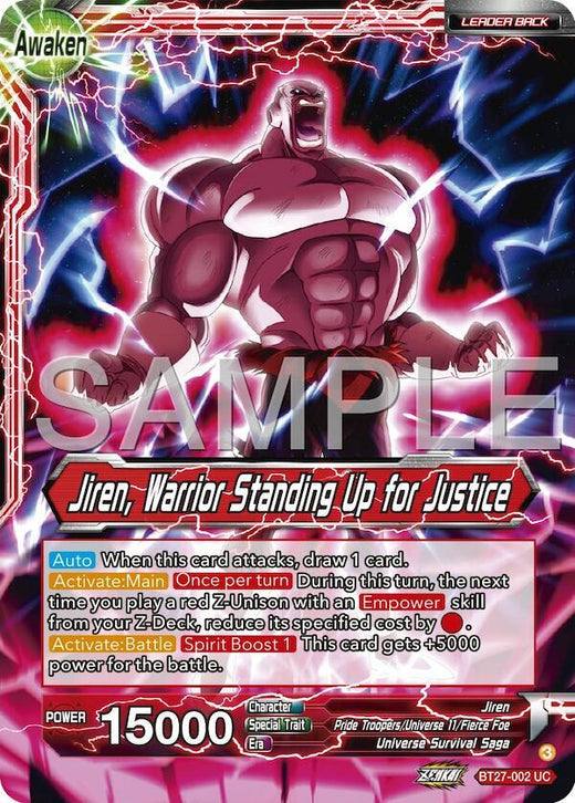 Jiren // Jiren, Warrior Standing Up for Justice BT27-002 Uncommon