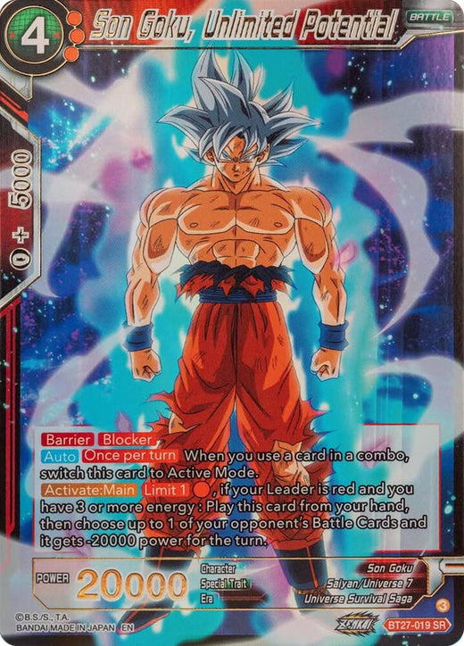 Son Goku, Unlimited Potential BT27-019 Super Rare Foil
