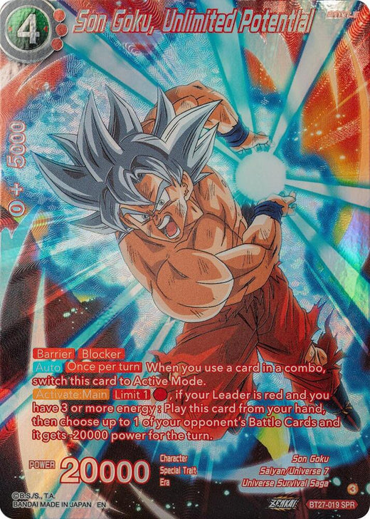 Son Goku, Unlimited Potential (SPR) BT27-019 Special Rare Foil