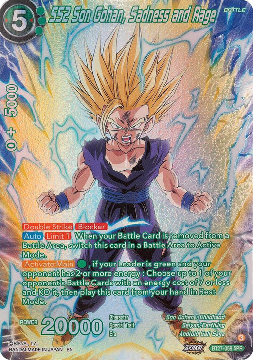 SS2 Son Gohan, Sadness and Rage (SPR) BT27-059 Special Rare Foil