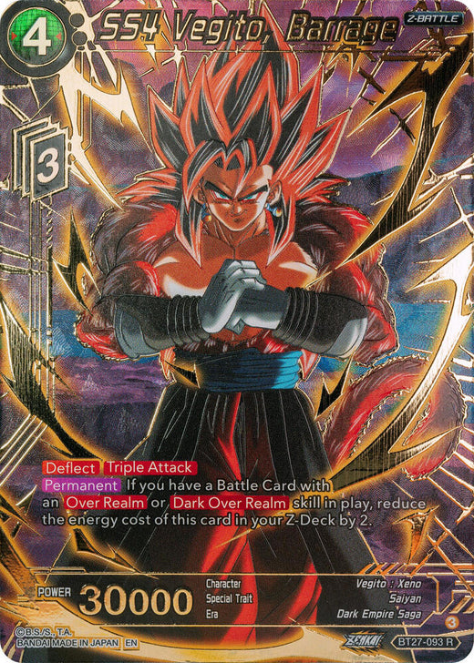 SS4 Vegito, Barrage (Gold-Stamped) BT27-093 Rare Foil