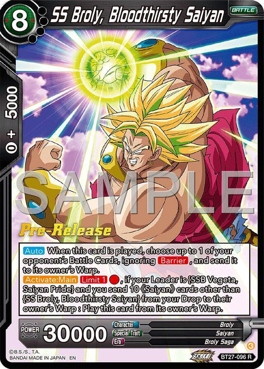 SS Broly, Bloodthirsty Saiyan BT27-096 Rare