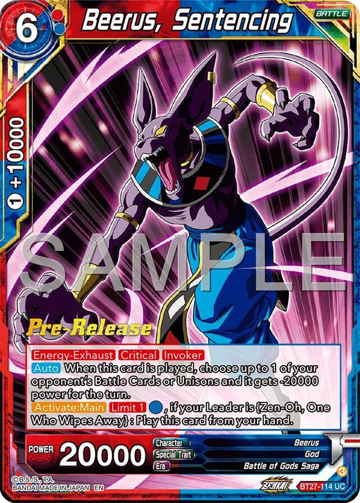 Beerus, Sentencing BT27-114 Uncommon