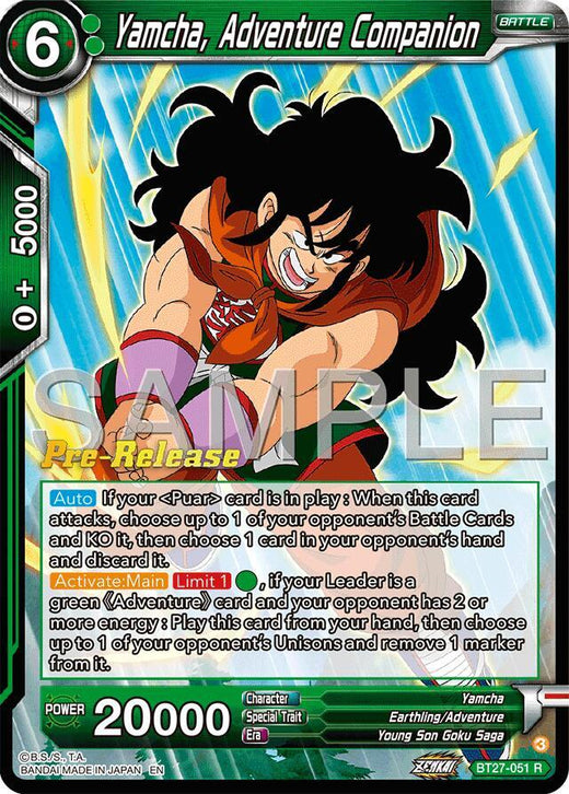 Yamcha, Adventure Companion BT27-051 Rare