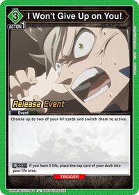 I Won't Give Up on You! | UE08BT: Black Clover Release Event Cards | Uncommon | Normal | #UEPR/BCV-1-064