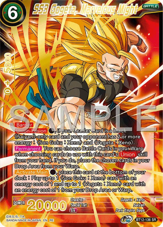 SS3 Gogeta, Marvelous Might (Reprint) BT12-136 Super Rare Foil