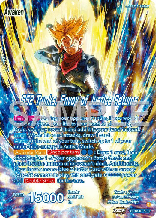 Trunks // SS2 Trunks, Envoy of Justice Returns (Reprint) SD18-01 Starter Rare Foil
