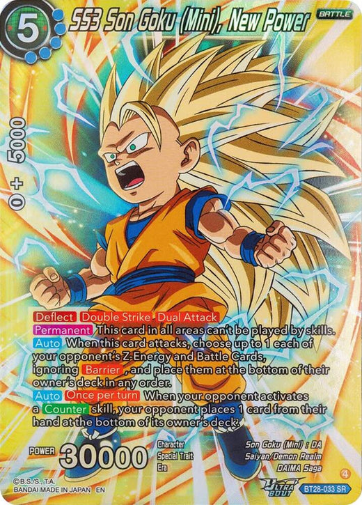 SS3 Son Goku (Mini), New Power BT28-033 Super Rare Foil