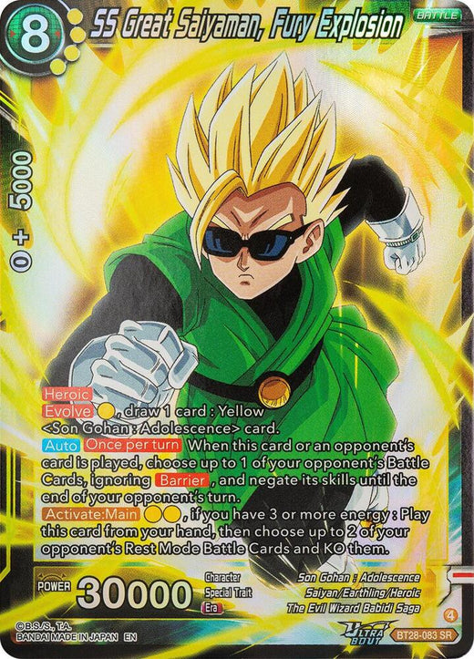 SS Great Saiyaman, Fury Explosion BT28-083 Super Rare Foil