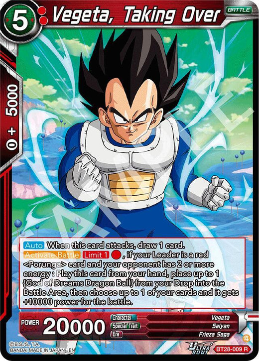 Vegeta, Taking Over BT28-009 Rare
