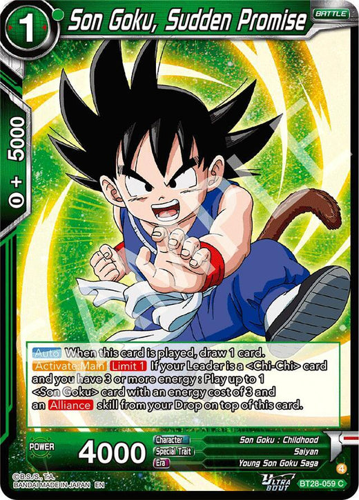 Son Goku, Sudden Promise BT28-059 Common