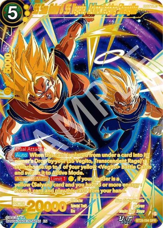 SS Son Goku & SS Vegeta, Acknowledging Strengths (SPR) BT28-094 Special Rare Foil