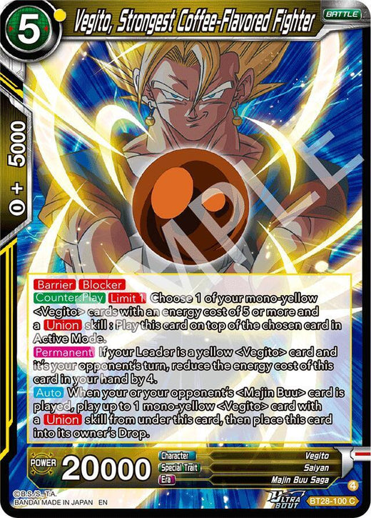 Vegito, Strongest Coffee-Flavored Fighter BT28-100 Common