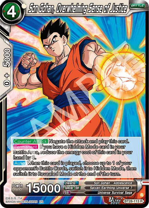 Son Gohan, Overwhelming Sense of Justice BT28-113 Rare