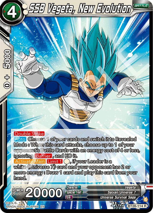 SSB Vegeta, New Evolution BT28-114 Rare