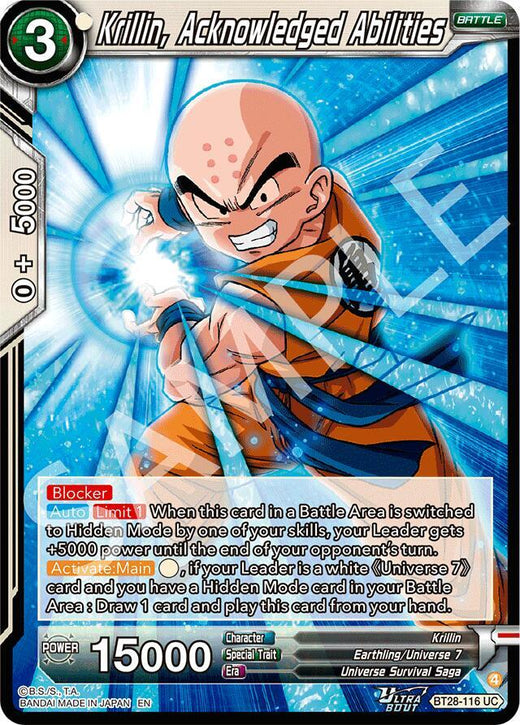 Krillin, Acknowledged Abilities BT28-116 Uncommon
