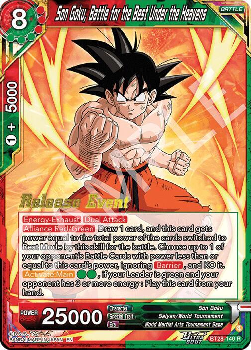 Son Goku, Battle for the Best Under the Heavens BT28-140 Rare Foil