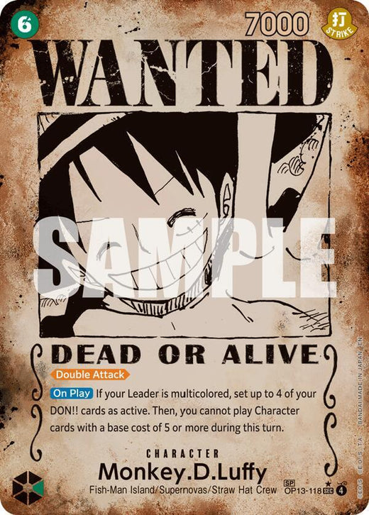 Monkey.D.Luffy (118) (Wanted Poster) OP13-118 SEC Foil