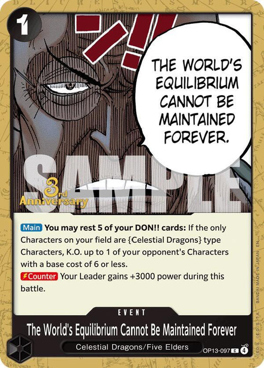 The World's Equilibrium Cannot Be Maintained Forever OP13-097 C