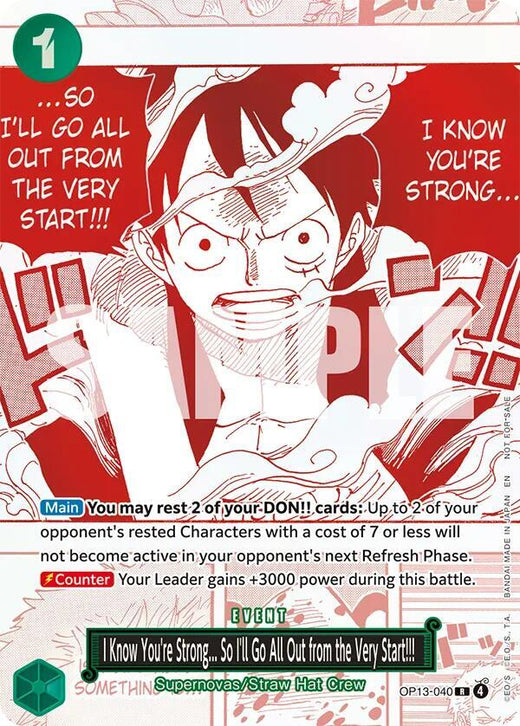 I Know You're Strong... So I'll Go All Out from the Very Start!!! (3rd Anniversary Treasure Campaign Pack) OP13-040 R Foil