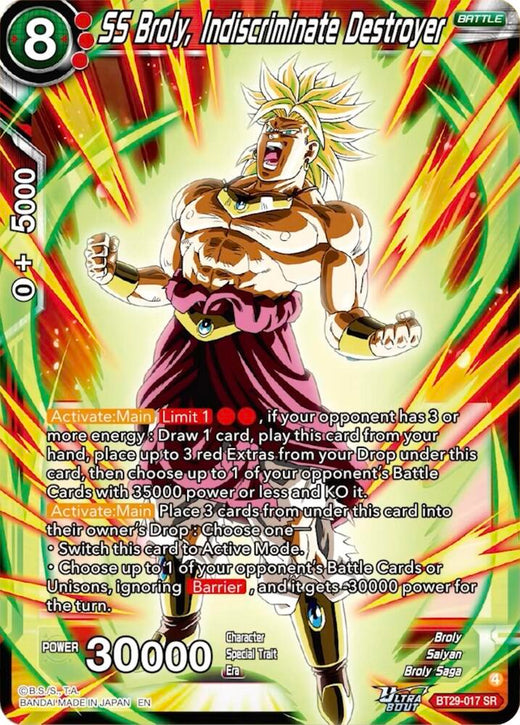 SS Broly, Indiscriminate Destroyer BT29-017 Super Rare Foil