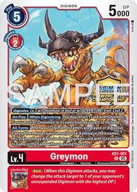 Greymon - AD1-001 (World Championship 26–27 Regionals Season 1) | Advanced Booster Digimon Generation | Rare | Foil | #AD1-001 R