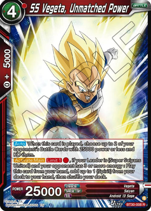 SS Vegeta, Unmatched Power BT30-008 Rare