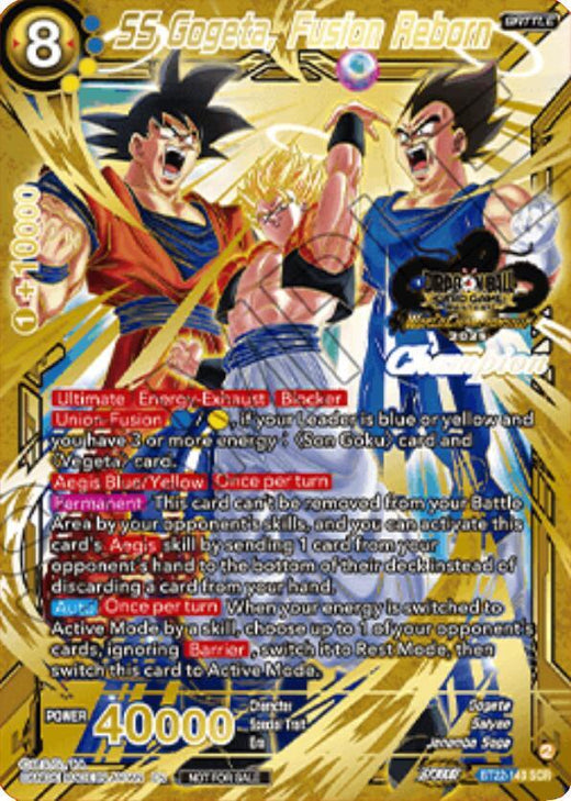 SS Gogeta, Fusion Reborn (2025 World Championship Stamp) (Champion) BT22-140 Promo
