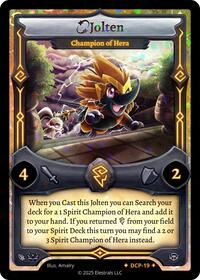 Jolten - Champion of Hera | Divine Champions: Sunstrike Promos | SR | Holo | #DCP-19