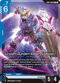Unicorn Gundam (Destroy Mode) | Deck Build Box Freedom Ascension | Legend Rare | Normal | #GD01-002