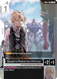 Quatre Raberba Winner (Event Pack 02) | Gundam Promotional Cards | Uncommon | Holofoil | #GD05-100