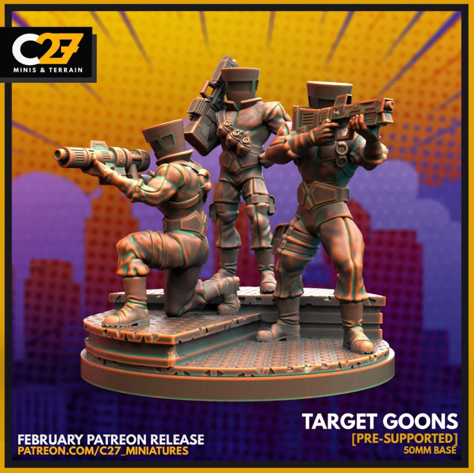 C27 Minis & Terrain February 2022 Release: AIM Goons, Blade, Cable, Penny Parker and SPIIder, Puck, Sandman, Scarlet Spider, Scarlet Witch (Crimson Sorceress), Scarlet Witch (Scarlet Sitcom), Spiral, Strong Guy, Vulture