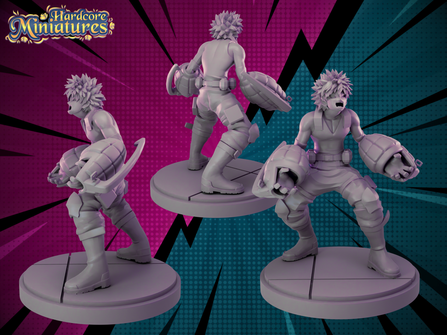 Hardcore Miniatures August 2023 Release: Bakugo, Black Goku, Broly, Cell Perfect, Denki, Endeavour, Gogeta, Izuku, King Piccolo, Krillin, Mirko, Nappa, Piccolo, Vegeta GT, Vegito