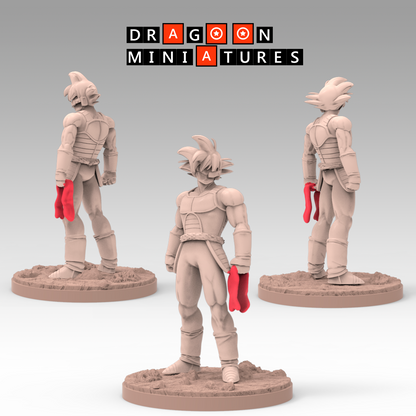 2022.12 Bardock Saga: Resin 3D Printed Miniatures Set - Bardock, Bardock Bandana, Bardock on Rock, Bardock Super Saiyan, Base, Borgos, Chilled Sama, Fasha, Kanassans, Shugesh, Tora - Dragoon Miniatures