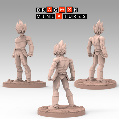 2022.12 Bardock Saga: Resin 3D Printed Miniatures Set - Bardock, Bardock Bandana, Bardock on Rock, Bardock Super Saiyan, Base, Borgos, Chilled Sama, Fasha, Kanassans, Shugesh, Tora - Dragoon Miniatures