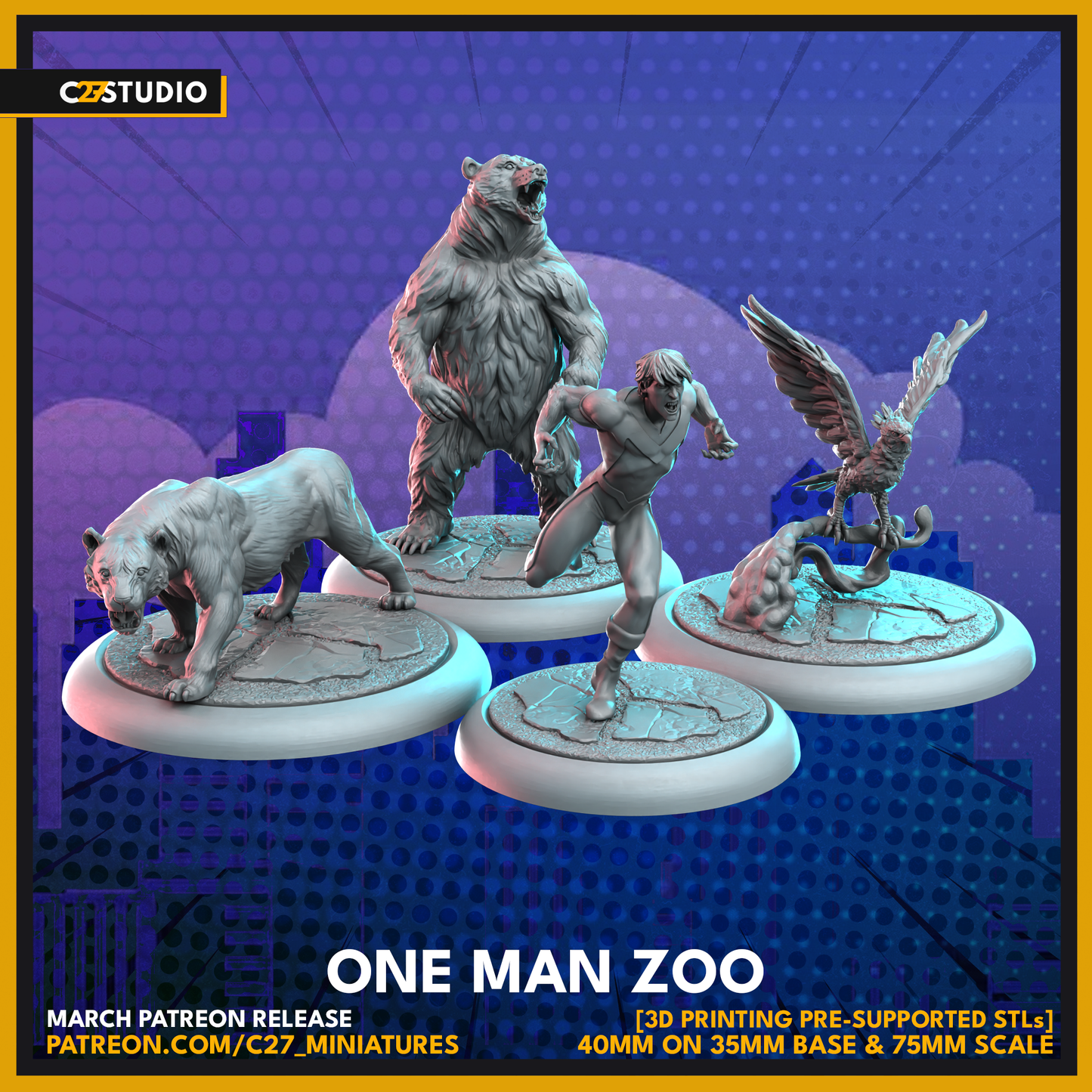 C27 Minis & Terrain March 2023 Release: Absorbing Man, Baron Mordo, Beast Boy, Emma Frost, Enchantress, Etrigan, Harry Leland, Joker, M.O.D.O.K., Misty Knight, Wasp, Wong, Yondu