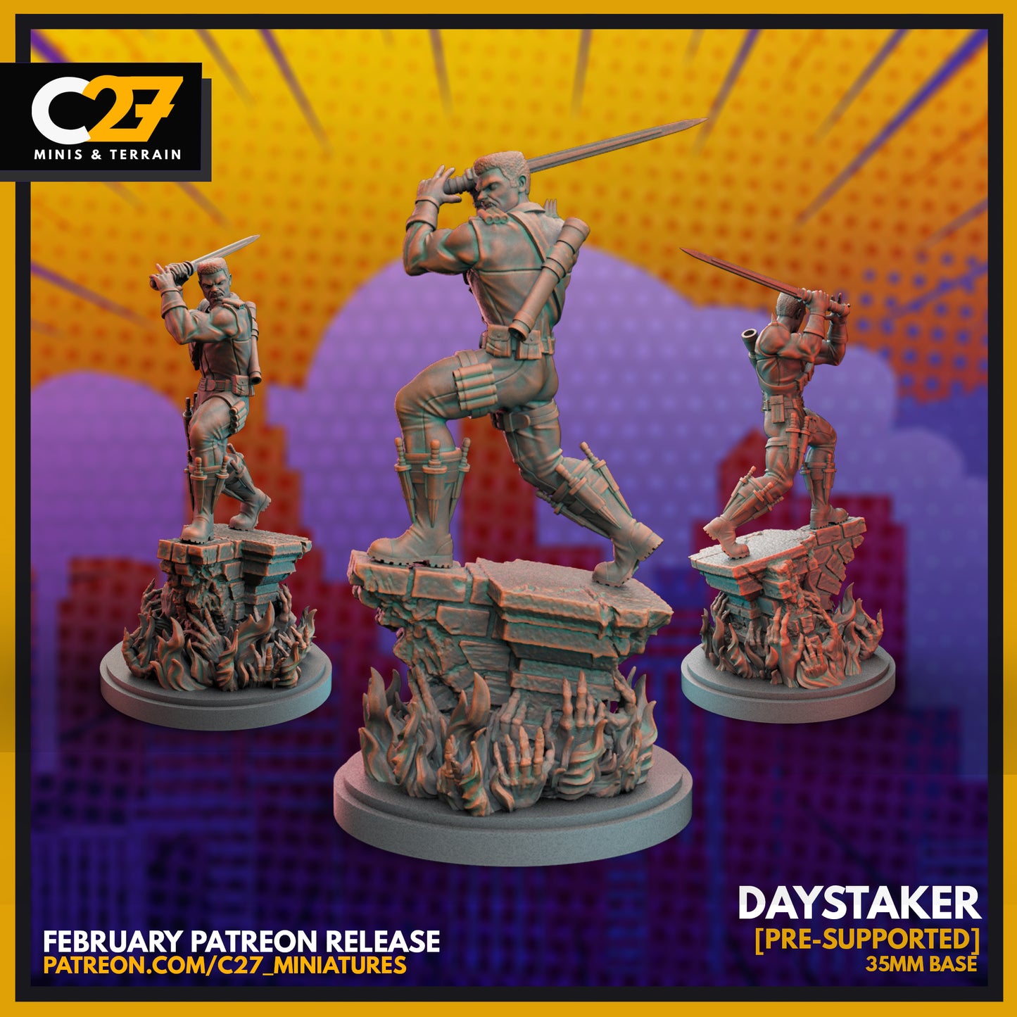 C27 Minis & Terrain February 2022 Release: AIM Goons, Blade, Cable, Penny Parker and SPIIder, Puck, Sandman, Scarlet Spider, Scarlet Witch (Crimson Sorceress), Scarlet Witch (Scarlet Sitcom), Spiral, Strong Guy, Vulture