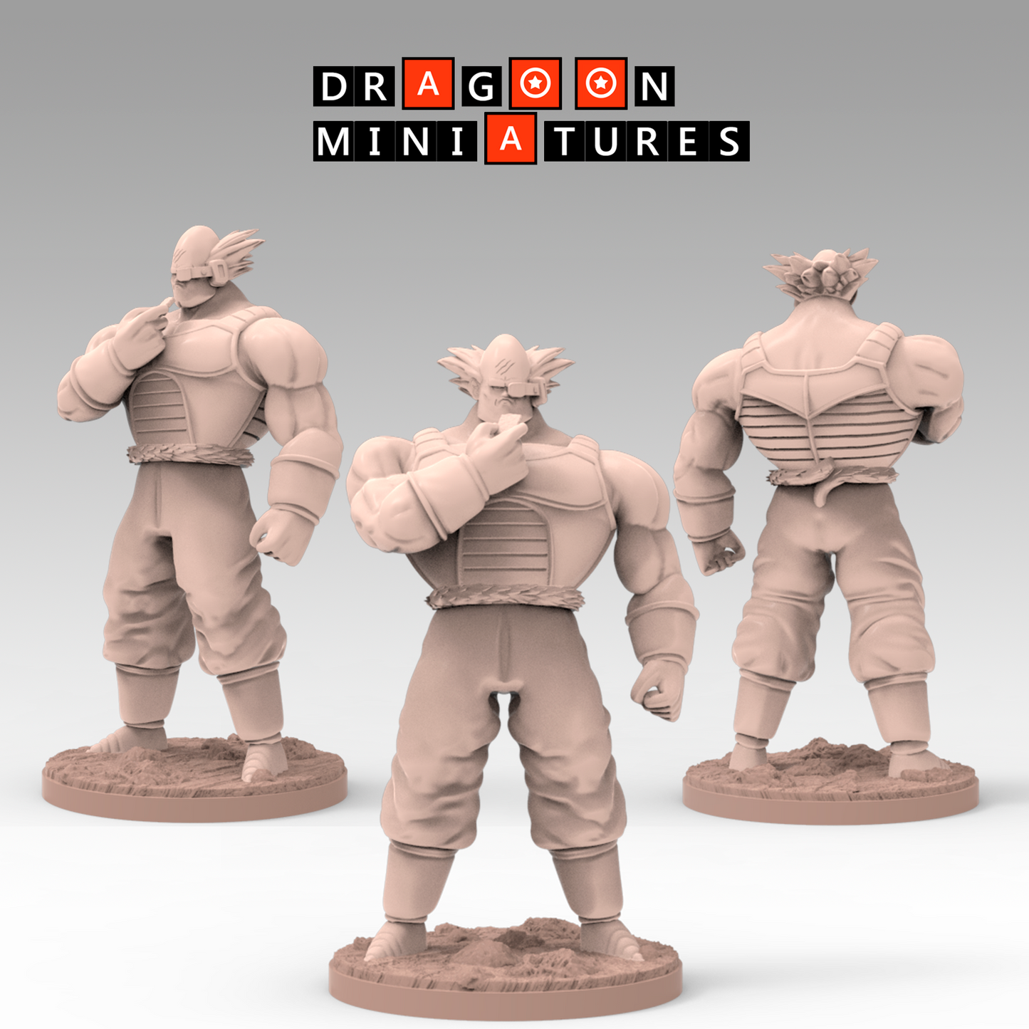 2022.12 Bardock Saga: Resin 3D Printed Miniatures Set - Bardock, Bardock Bandana, Bardock on Rock, Bardock Super Saiyan, Base, Borgos, Chilled Sama, Fasha, Kanassans, Shugesh, Tora - Dragoon Miniatures