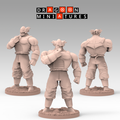 2022.12 Bardock Saga: Resin 3D Printed Miniatures Set - Bardock, Bardock Bandana, Bardock on Rock, Bardock Super Saiyan, Base, Borgos, Chilled Sama, Fasha, Kanassans, Shugesh, Tora - Dragoon Miniatures